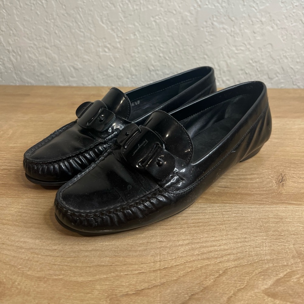 Vintage Salvatore Ferragamo Women’s Black Patent Leather Loafers Shoes 6.5 B